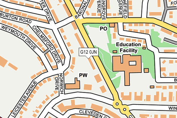 G12 0JN map - OS OpenMap – Local (Ordnance Survey)