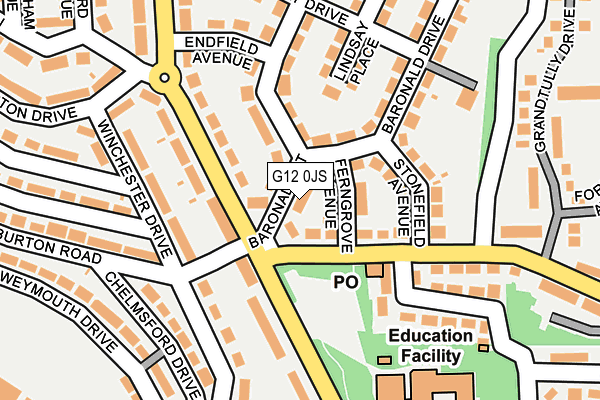 G12 0JS map - OS OpenMap – Local (Ordnance Survey)