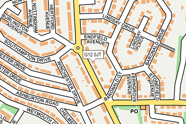 G12 0JT map - OS OpenMap – Local (Ordnance Survey)