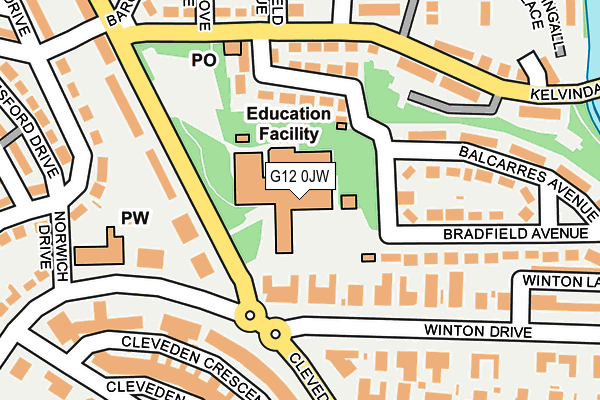 G12 0JW map - OS OpenMap – Local (Ordnance Survey)