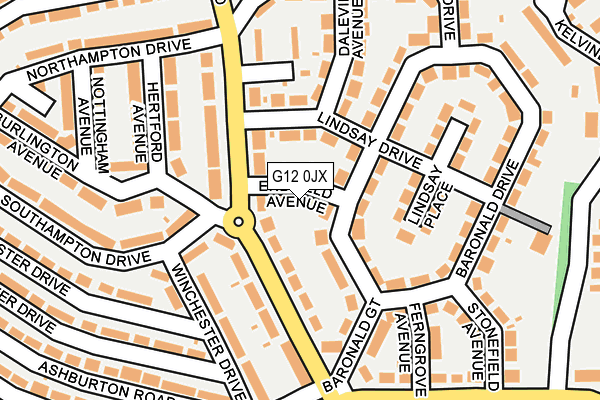 G12 0JX map - OS OpenMap – Local (Ordnance Survey)