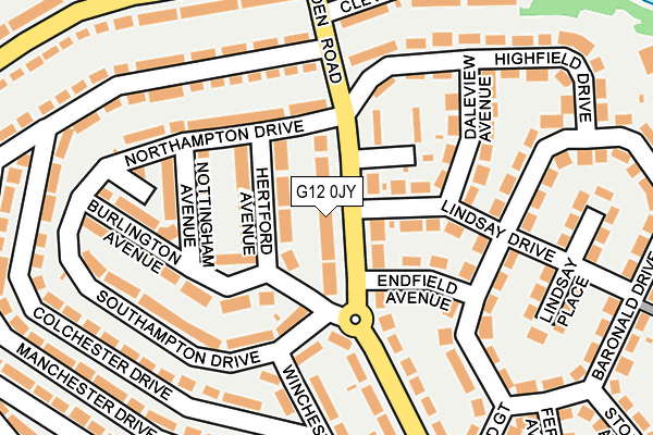 G12 0JY map - OS OpenMap – Local (Ordnance Survey)