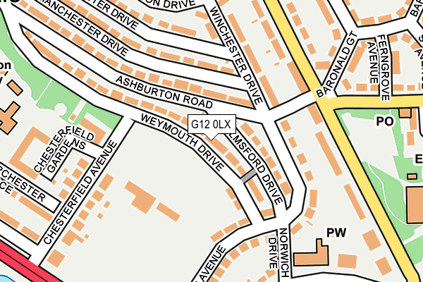 G12 0LX map - OS OpenMap – Local (Ordnance Survey)