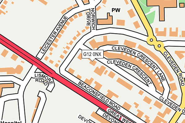 G12 0NX map - OS OpenMap – Local (Ordnance Survey)