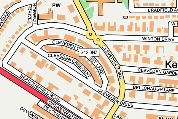 G12 0NZ map - OS OpenMap – Local (Ordnance Survey)