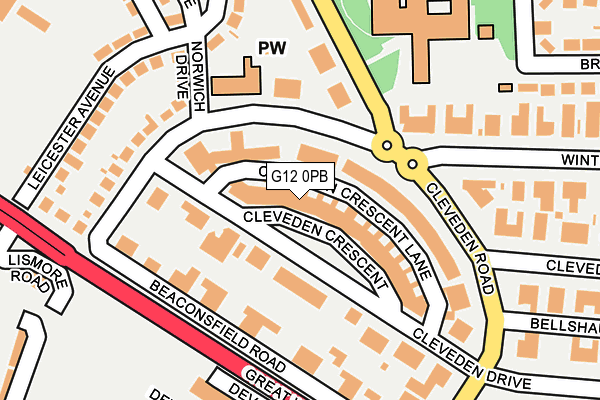 G12 0PB map - OS OpenMap – Local (Ordnance Survey)
