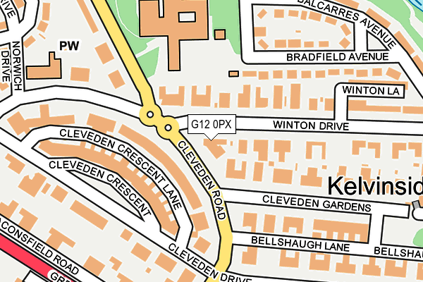 G12 0PX map - OS OpenMap – Local (Ordnance Survey)