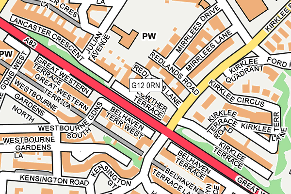 G12 0RN map - OS OpenMap – Local (Ordnance Survey)