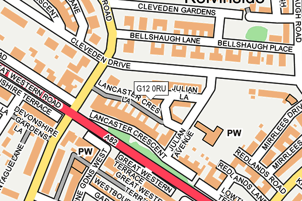 G12 0RU map - OS OpenMap – Local (Ordnance Survey)