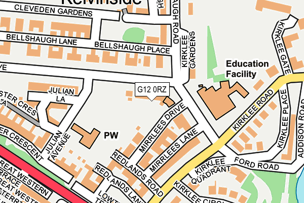 G12 0RZ map - OS OpenMap – Local (Ordnance Survey)