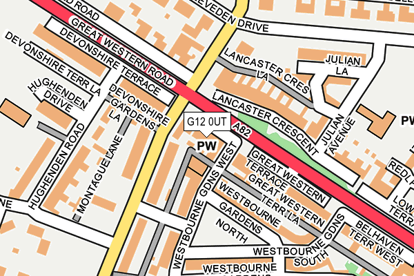 G12 0UT map - OS OpenMap – Local (Ordnance Survey)