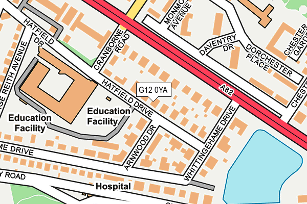 G12 0YA map - OS OpenMap – Local (Ordnance Survey)