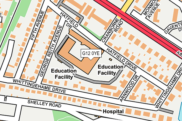 G12 0YE map - OS OpenMap – Local (Ordnance Survey)