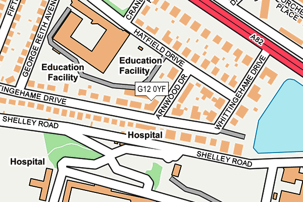 G12 0YF map - OS OpenMap – Local (Ordnance Survey)