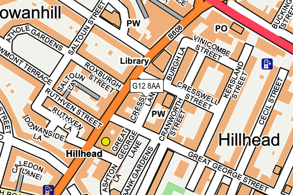 G12 8AA map - OS OpenMap – Local (Ordnance Survey)