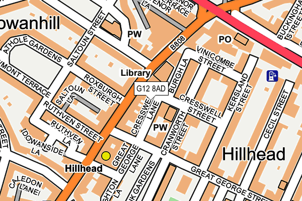 G12 8AD map - OS OpenMap – Local (Ordnance Survey)