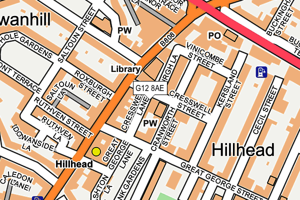 G12 8AE map - OS OpenMap – Local (Ordnance Survey)