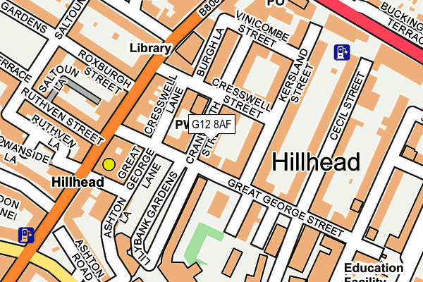 G12 8AF map - OS OpenMap – Local (Ordnance Survey)