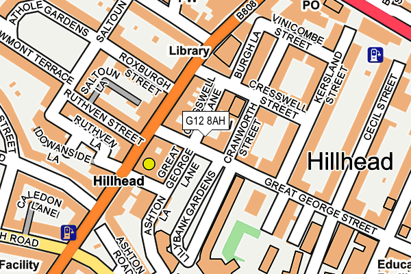 G12 8AH map - OS OpenMap – Local (Ordnance Survey)