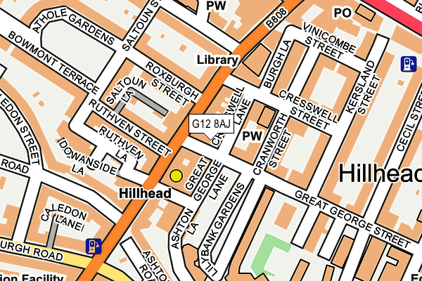 G12 8AJ map - OS OpenMap – Local (Ordnance Survey)