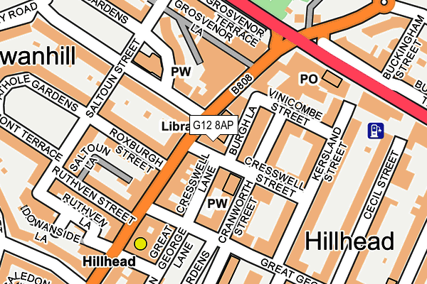 G12 8AP map - OS OpenMap – Local (Ordnance Survey)