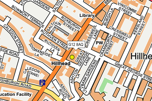 G12 8AQ map - OS OpenMap – Local (Ordnance Survey)