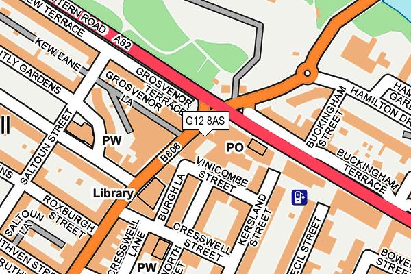 G12 8AS map - OS OpenMap – Local (Ordnance Survey)