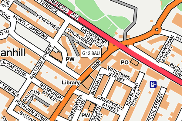 G12 8AU map - OS OpenMap – Local (Ordnance Survey)