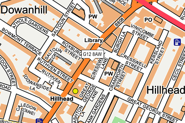 G12 8AW map - OS OpenMap – Local (Ordnance Survey)