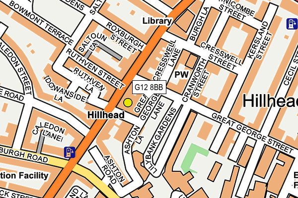 G12 8BB map - OS OpenMap – Local (Ordnance Survey)