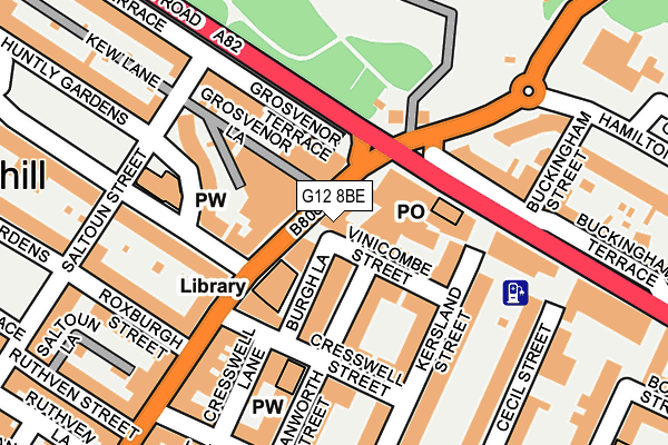 G12 8BE map - OS OpenMap – Local (Ordnance Survey)