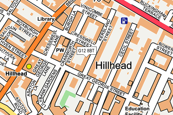 G12 8BT map - OS OpenMap – Local (Ordnance Survey)