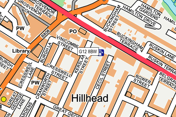 G12 8BW map - OS OpenMap – Local (Ordnance Survey)