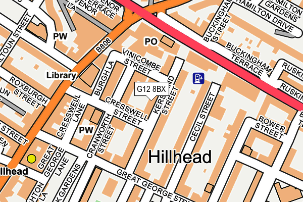 G12 8BX map - OS OpenMap – Local (Ordnance Survey)