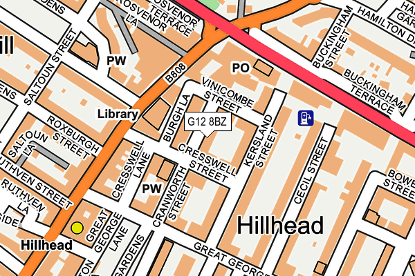 G12 8BZ map - OS OpenMap – Local (Ordnance Survey)