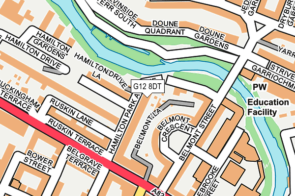 G12 8DT map - OS OpenMap – Local (Ordnance Survey)