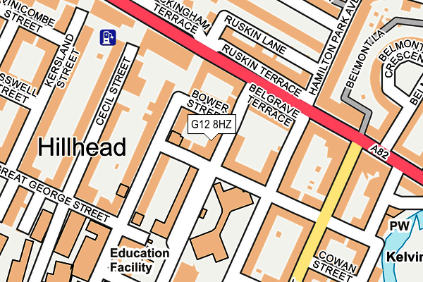 G12 8HZ map - OS OpenMap – Local (Ordnance Survey)