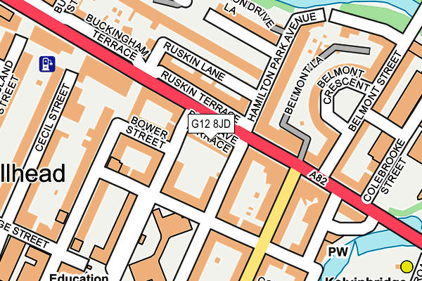 G12 8JD map - OS OpenMap – Local (Ordnance Survey)