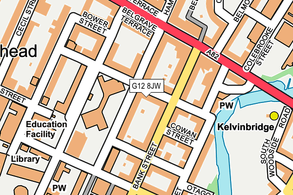 G12 8JW map - OS OpenMap – Local (Ordnance Survey)