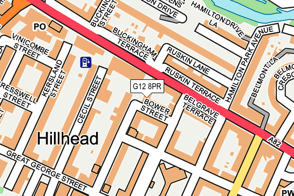 G12 8PR map - OS OpenMap – Local (Ordnance Survey)