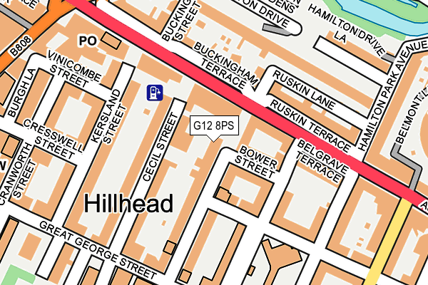 G12 8PS map - OS OpenMap – Local (Ordnance Survey)