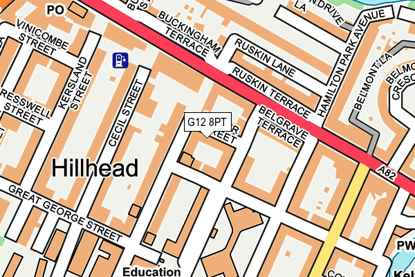 G12 8PT map - OS OpenMap – Local (Ordnance Survey)