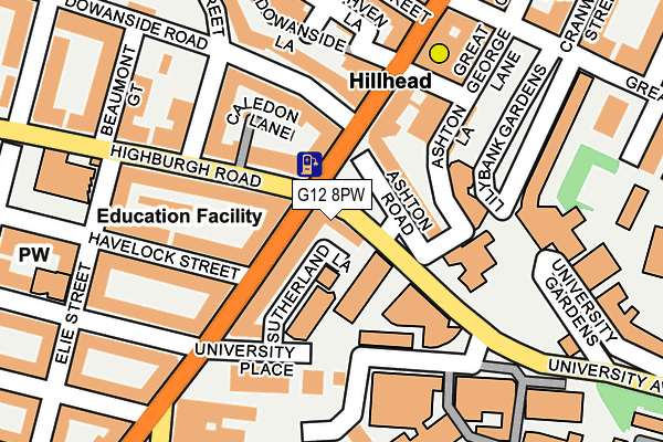 G12 8PW map - OS OpenMap – Local (Ordnance Survey)