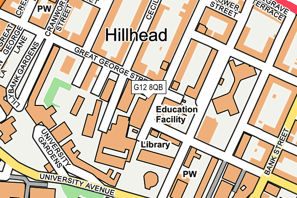 G12 8QB map - OS OpenMap – Local (Ordnance Survey)