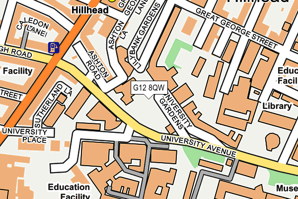 G12 8QW map - OS OpenMap – Local (Ordnance Survey)