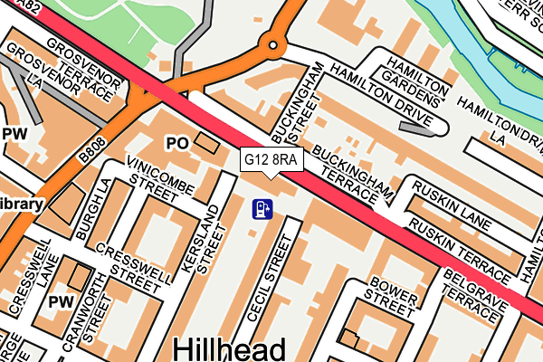 G12 8RA map - OS OpenMap – Local (Ordnance Survey)