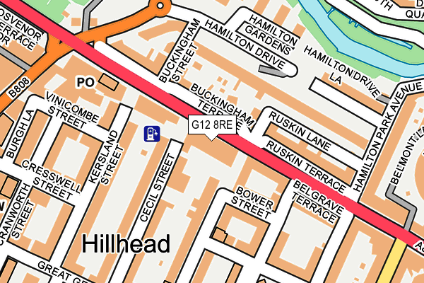 G12 8RE map - OS OpenMap – Local (Ordnance Survey)