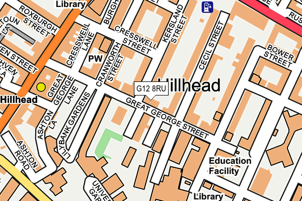 G12 8RU map - OS OpenMap – Local (Ordnance Survey)