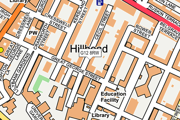 G12 8RW map - OS OpenMap – Local (Ordnance Survey)