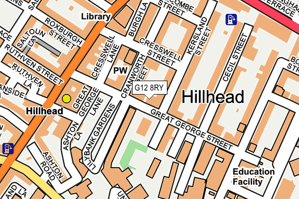 G12 8RY map - OS OpenMap – Local (Ordnance Survey)